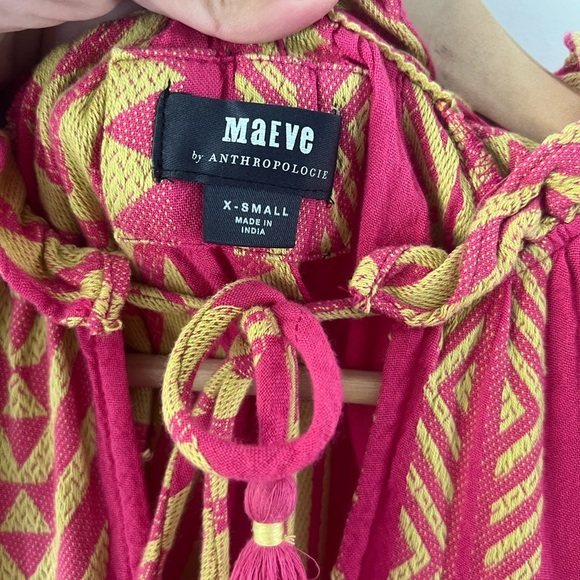 Maeve Dominique Pink &‎ Yellow Embroidered Long Sleeve Tunic Dress Size XS - Picture 6 of 15